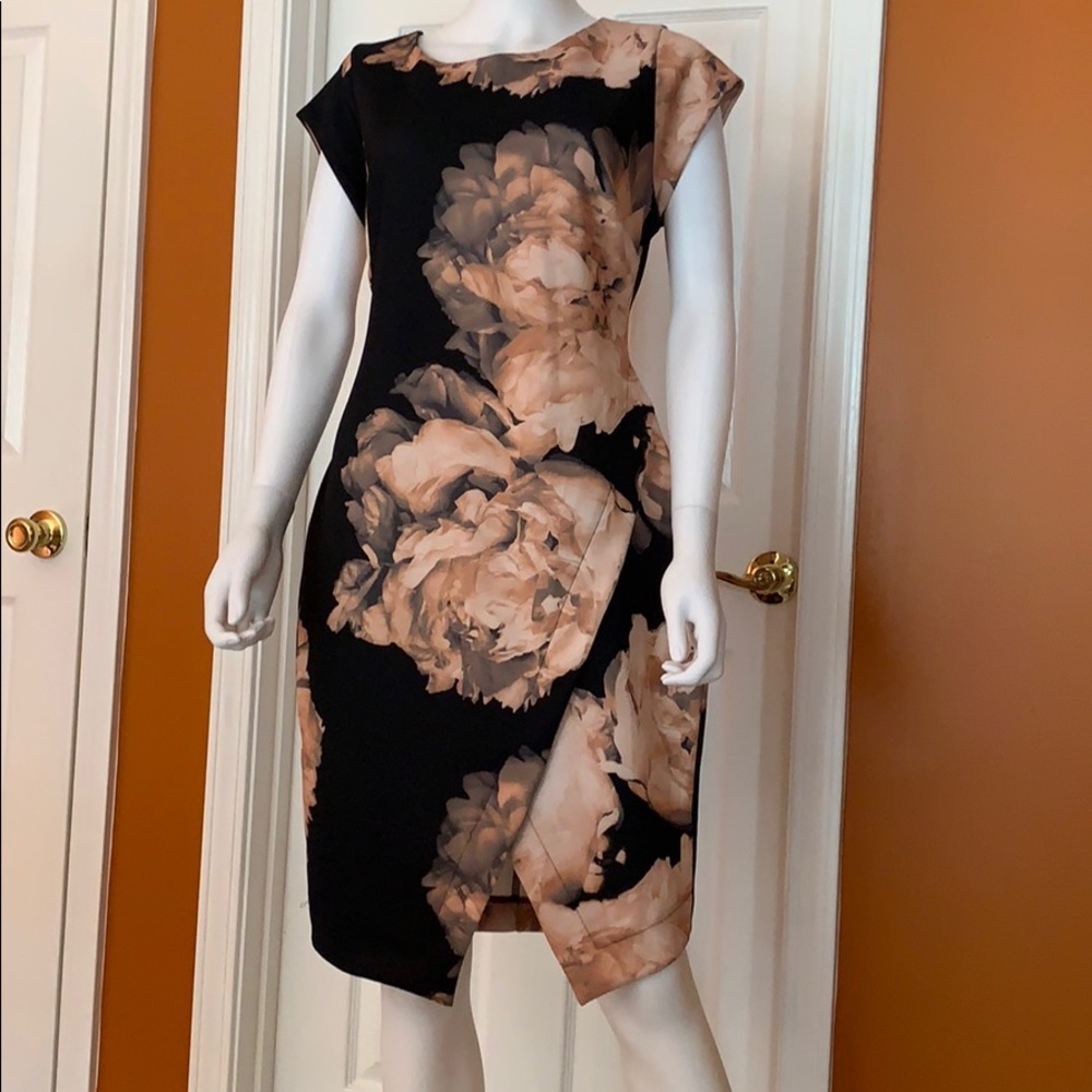 Bar III Floral Print Envelope Scuba Dress XL